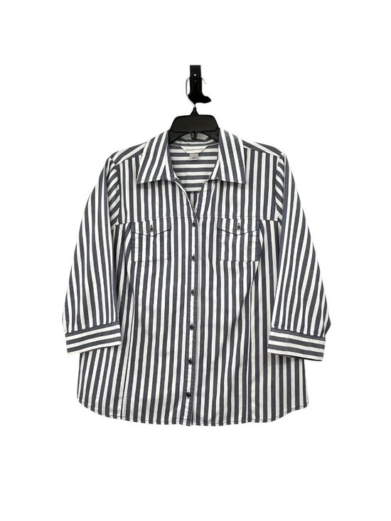 Christopher & Banks Tops - Christopher & Banks Womens L Used Blue White Striped Cotton Shirt